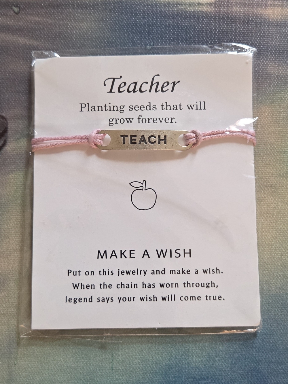 Teacher Teach Pink Cord Bracelet NIP Inspirational Jewelry Gift - Picture 3 of 7